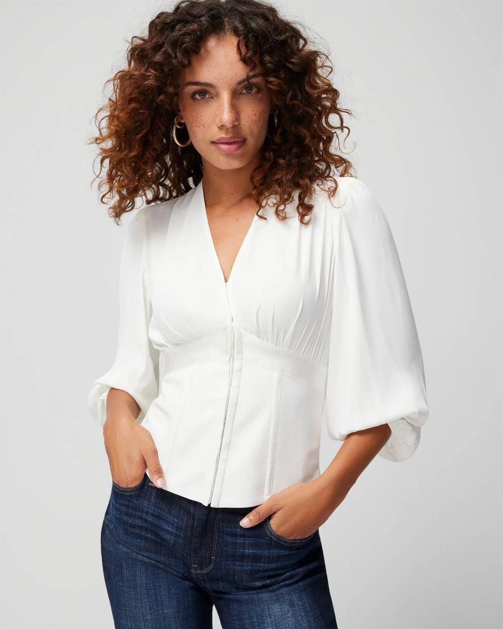 Elbow Sleeve Corset Blouse